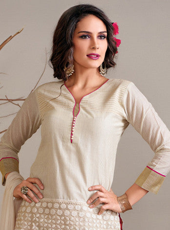 Bisque Cream Readymade Salwar Suit