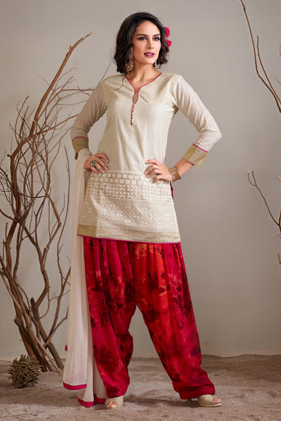 Bisque Cream Readymade Salwar Suit