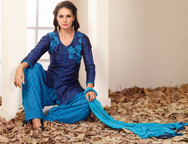 Navy Blue Readymade Salwar Suit