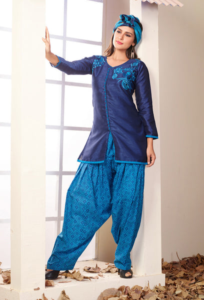 Navy Blue Readymade Salwar Suit
