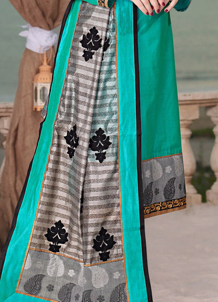 Adorable Green Chanderi Cotton Silk Designer Salwar kameez