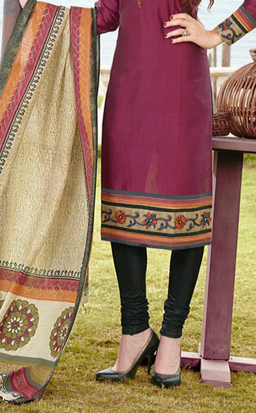 Adorable Maroon Chanderi Cotton Silk Designer Salwar kameez