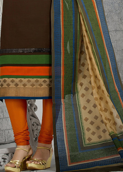 Brown Color Cotton Silk Salwar Kameez