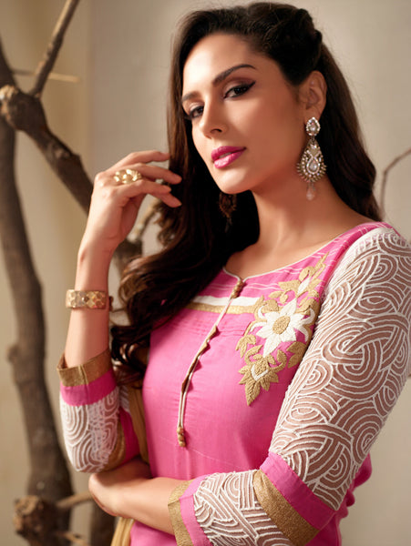 Pink Readymade Salwar Suit