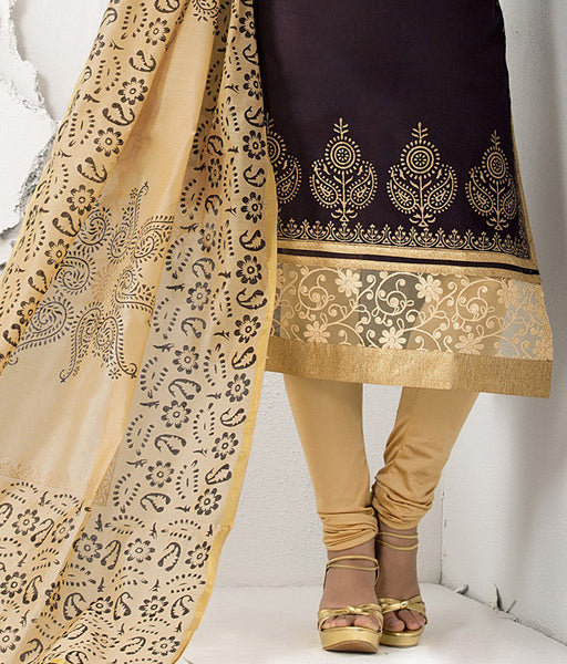 Chocolate Color Chanderi Cotton Silk Salwar Kameez