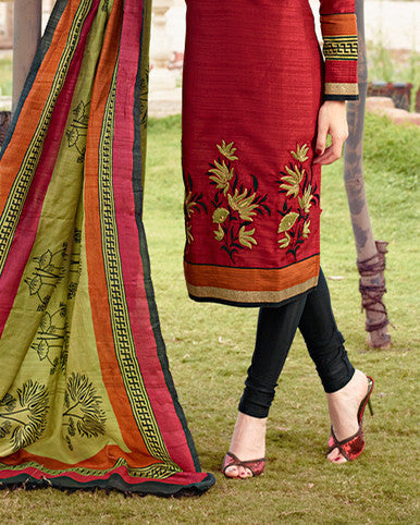 Adorable Orange Chanderi Cotton Silk Designer Salwar kameez