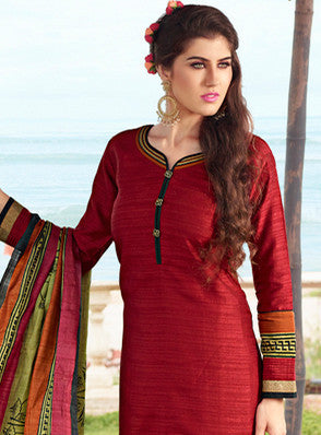 Adorable Orange Chanderi Cotton Silk Designer Salwar kameez