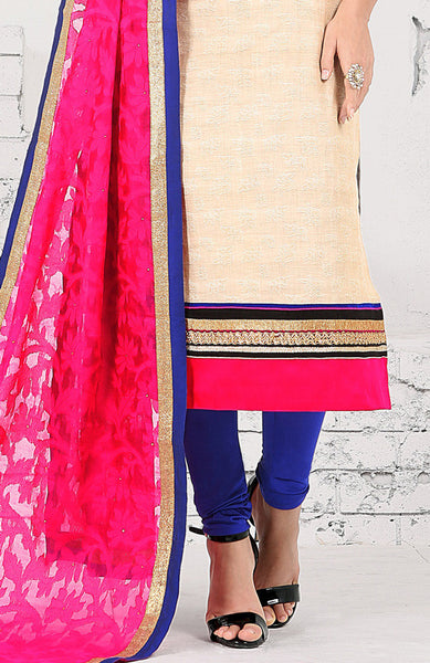 Cream Color Chanderi Cotton Silk Salwar Kameez