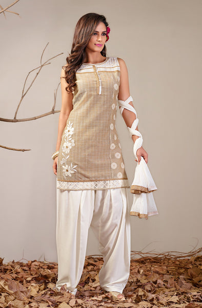 Beige Readymade Salwar Suit
