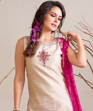 Beige Readymade Salwar Suit