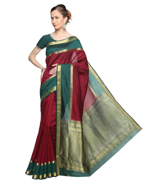 contrast-colour-paithani-silk-marroon-applique-work-resham_embroidery-wedding-ethnic-sarees Rajshri Fashions