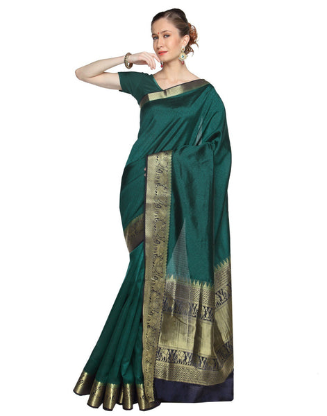 contrast-colour-paithani-silk-green-applique-work-resham_embroidery-wedding-ethnic-sarees Rajshri Fashions