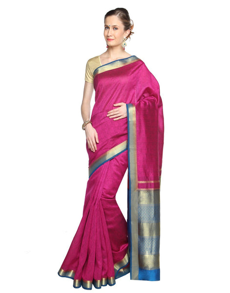 traditional-manipuri-wedding-pink-and-blueplain-silk-cotton-saree Rajshri Fashions