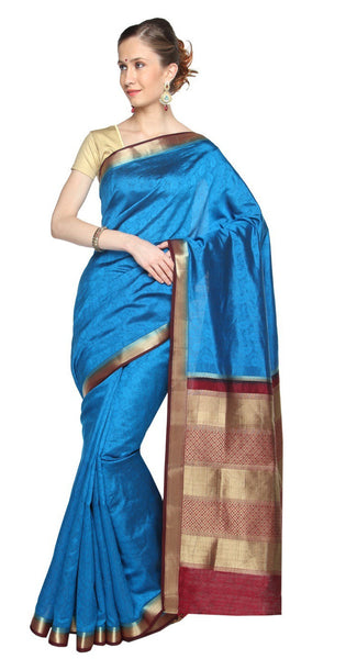 striking-powerful-look-paithani-silk-blue-applique-work-resham_embroidery-wedding-ethnic-sarees Rajshri Fashions