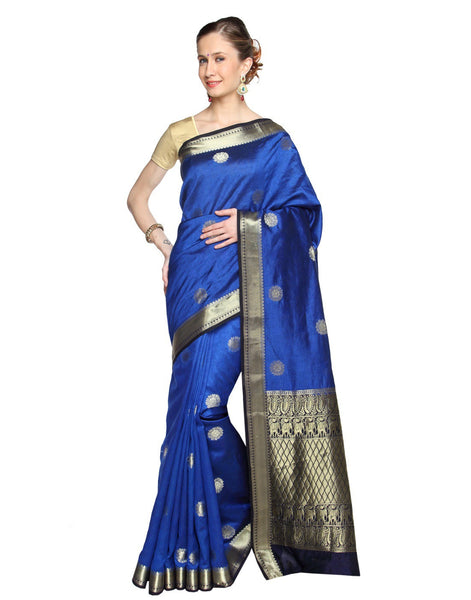 zari-traditional-manipuri-wedding-blue-and-blueplain-silk-cotton-saree Rajshri Fashions