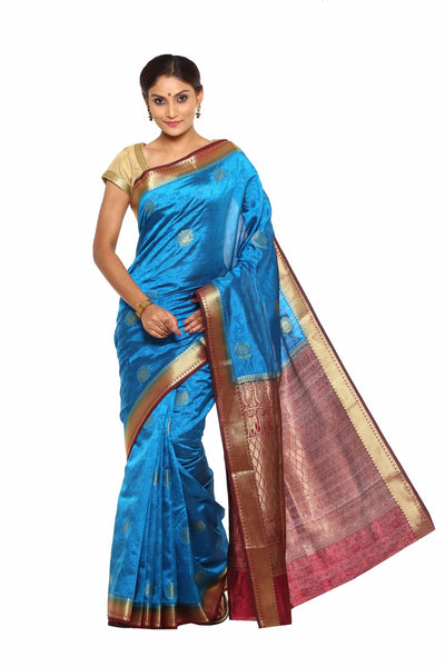 art-silk-fabulous-south-look-wedding-blue-fashinable-trendy-classic-saree Rajshri Fashions