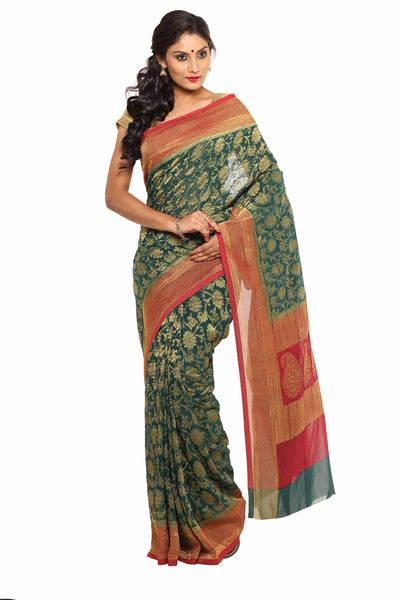 Art Silk Fabulous South Look Wedding Green Fashinable Trendy Classic Saree - RAJSHRIFASHIONS