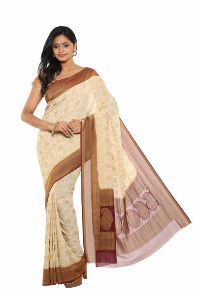 Art Silk Fabulous South Look Wedding white Fashinable Trendy Classic Saree - RAJSHRIFASHIONS