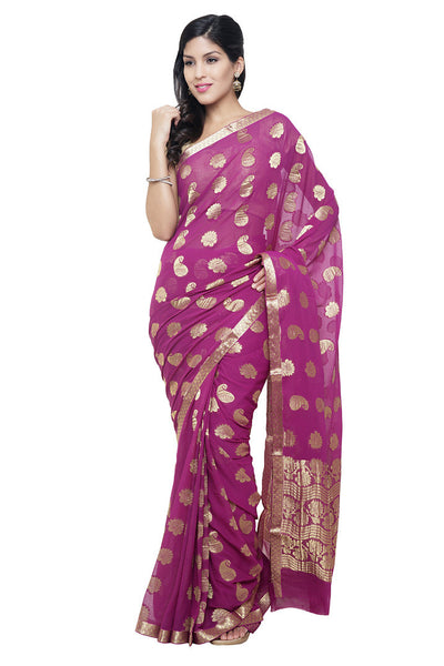 good-pleasant-with-trendy-wear-chiffon-pink-applique-work-resham_embroidery-festive-ethnic-sarees Rajshri Fashions