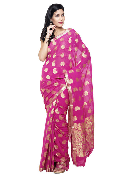 designer-wear-chiffon-dark-pink-applique-work-resham_embroidery-festive-ethnic-sarees Rajshri Fashions
