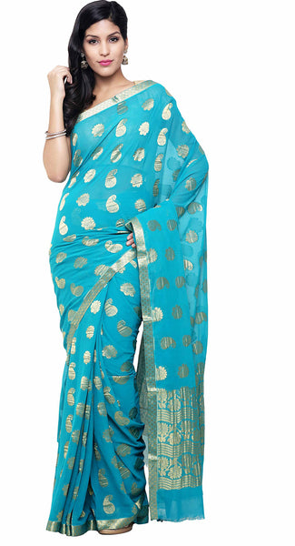 splendid-traditional-chiffon-blue-applique-work-resham_embroidery-festive-ethnic-sarees Rajshri Fashions
