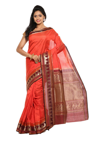 good-pleasant-with-trendy-wear-paithani-silk-orange-applique-work-resham_embroidery-wedding-ethnic-sarees Rajshri Fashions