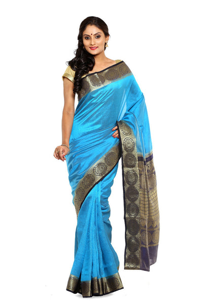 designer-wear-paithani-silk-blue-applique-work-resham_embroidery-wedding-ethnic-sarees Rajshri Fashions