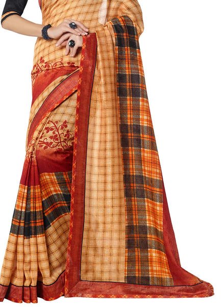 Saptrangi Digital Printed Organic Linen Latest Trend Pink Saree