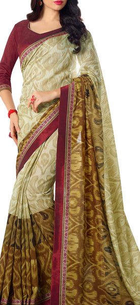Saptrangi Digital Printed Organic Linen Latest Trend Grey and Black Saree