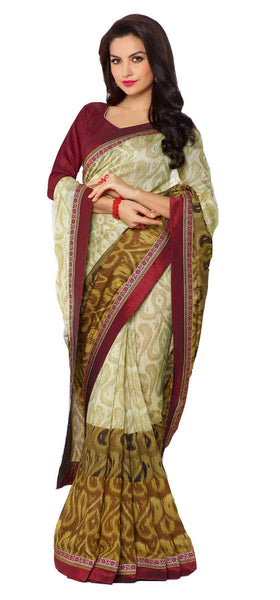 Saptrangi Digital Printed Organic Linen Latest Trend Grey and Black Saree