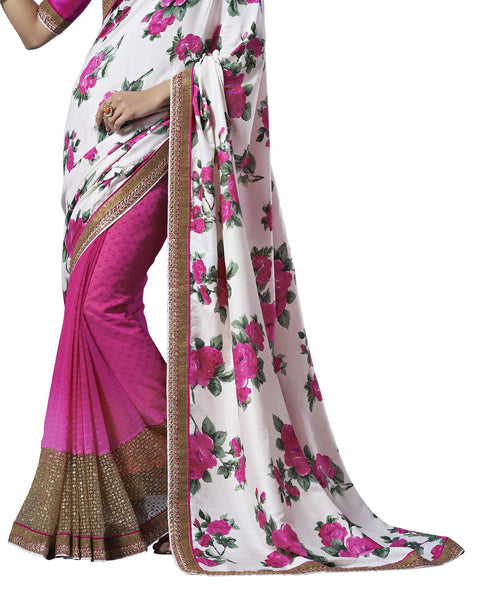 Saptrangi Digital Printed Green and Black Georgette Ethnic Wear Party Saree