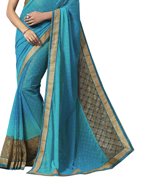 Saptrangi Digital Printed Pink and Red Georgette Ethnic Wear Party Saree