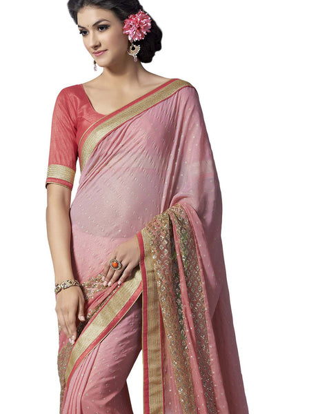 Saptrangi Digital Printed Blue  Georgette Ethnic Wear Party Saree