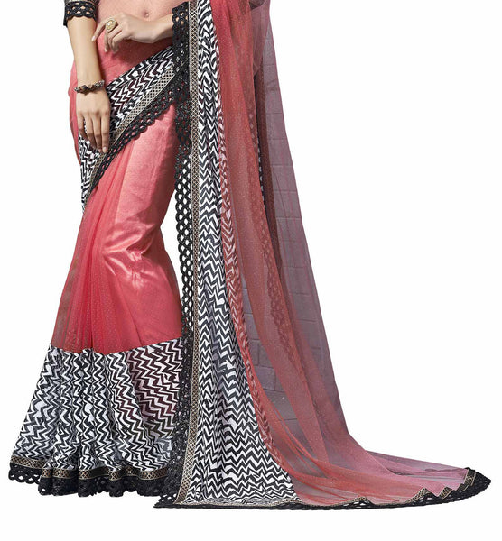Saptrangi Digital Printed Pink and  Georgette Ethnic Wear Party Saree