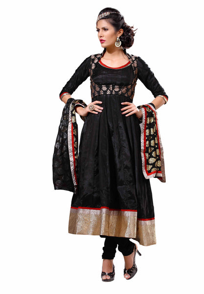 Yellow embroidered Georgette stitched salwar with dupatta