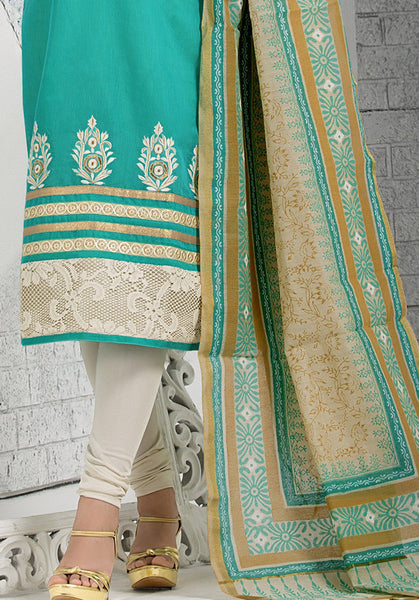Rama Colored Chanderi Cotton Readymade Suit