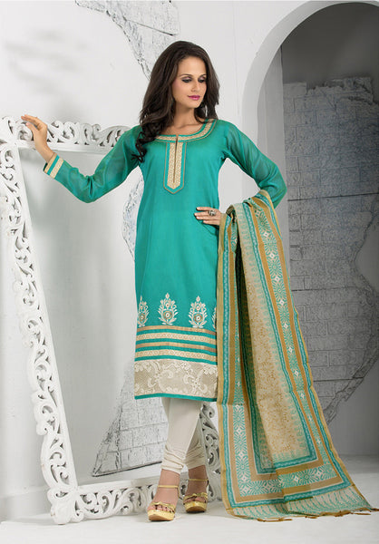 Rama Colored Chanderi Cotton Readymade Suit