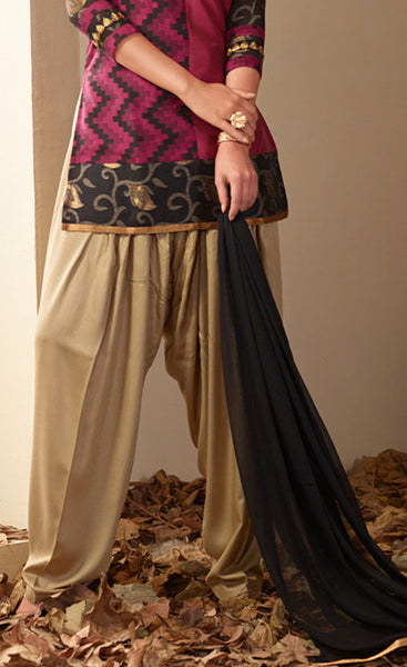 Raspberry Pink And Black Readymade Salwar Suit